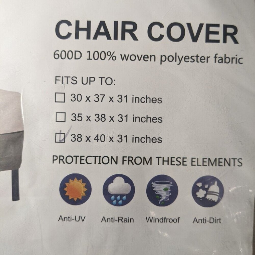 NEW- Bestalent Patio Outdoor Chair Cover Woven Polyester 38" x 40" x 31" inches - Picture 4 of 5